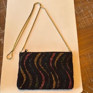 80s Black Beaded Purse